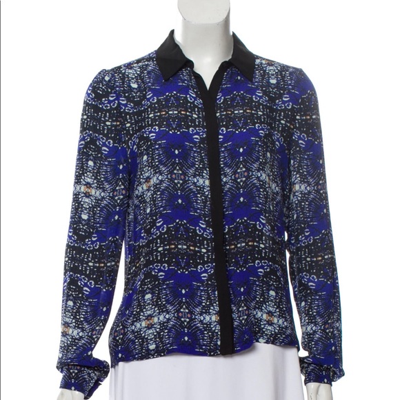 Blue and black button down blouse by alc - Picture 2 of 4